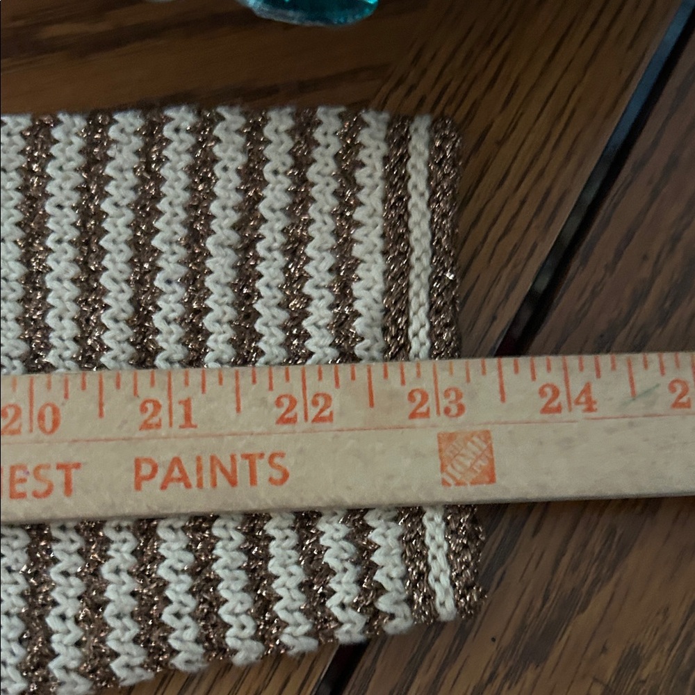 Gold Metallic & Cream Stripped Open Sweater Cardigan Duster - Picture 8 of 10